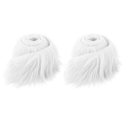 2 Stück 5 x 150 cm Kunstfell Basteln Meterware Fell Stoff ，Weiß Furry Kunstleder Plüsch Craft Plüschstoff ， Fur Wichtelbart Santa Hair Dwarf DIY Dekoration ，Furry Faux Kunstleder Plüsch von ASOPFYUM