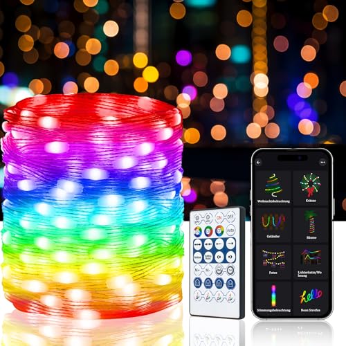 ASORT Led Strip 10m RGB LED Streifen, Dimmbar Farbwechsel Led Lichterkette Lichtband mit Fernbedienung Bluetooth Musik Sync Timer-Einstellung für Zimmer Partei deko von ASORT