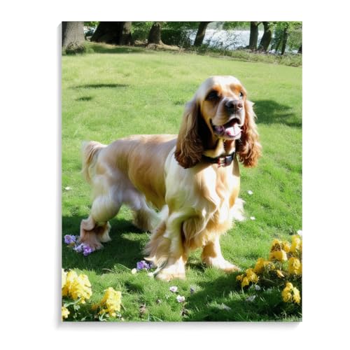 5D Diamant Malerei Cocker Spaniel-Hund DIY Diamond Painting Set DIY Stickerei Malerei Crystal Strass Stickerei für Weihnachten Dekorationen Haus 20 x 24 Zoll (50 x 60 cm) Rahmenlos von ASSKQMY