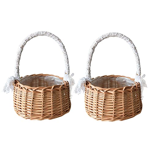 ASSR Gewebter Aufbewahrungskorb mit Griff und Band, Hochzeitskörbe, Rattan-Blumenkorb für Zuhause, Garten, Dekoration, A1, 2 Stück ASSR Gewebter Aufbewahrungskorb mit Griff und Band, Hochzeitskörbe, Rattan-Blumenkorb für Zuhause, Garten, Dekoration, A1, 2 Stück von ASSR