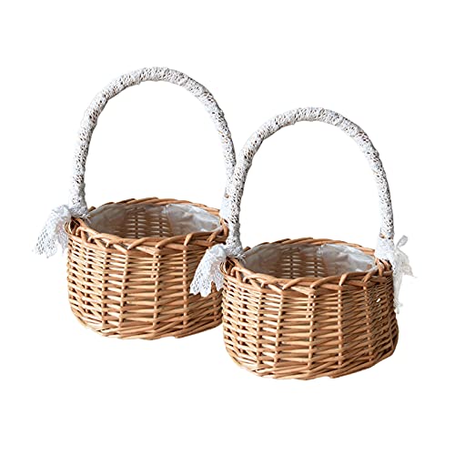 ASSR Gewebter Aufbewahrungskorb mit Griff und Band, Hochzeits-Blumenmädchenkörbe, Rattan-Blumenkorb für Zuhause, Garten, Dekoration, A2, 2 Stück ASSR Gewebter Aufbewahrungskorb mit Griff und Band, Hochzeits-Blumenmädchenkörbe, Rattan-Blumenkorb für Zuhause, Garten, Dekoration, A2, 2 Stück von ASSR