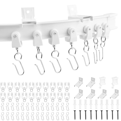 ASSRECT Flexible Vorhangschiene 5 M (16,4 ft), Gardinenschiene 1 Läufig mit Stummen Rollen, Wandhalterung, Gardinenschiene für Fenster Vorhänge Duschvorhang Krankenhaus von ASSRECT