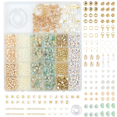 ASSRECT Natürliche Amazonit Perlen für Armbänder, Mini Perlenset Charm Kit mit Holzperlen, Armband Selber Machen Perlenset für DIY Halsketten Handwerk Armbänder Schmuck ASSRECT Natürliche Amazonit Perlen für Armbänder, Mini Perlenset Charm Kit mit Holzperlen, Armband Selber Machen Perlenset für DIY Halsketten Handwerk Armbänder Schmuck von ASSRECT
