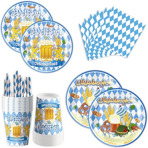 60 Stück oktoberfest pappteller set, bayrische deko,enthält oktoberfest teller, oktoberfest servietten,pappbecher,Strohhalme,oktoberfest accessoires für deko oktoberfest party,Grillpartys 60 Stück oktoberfest pappteller set, bayrische deko,enthält oktoberfest teller, oktoberfest servietten,pappbecher,Strohhalme,oktoberfest accessoires für deko oktoberfest party,Grillpartys von ASSUGO