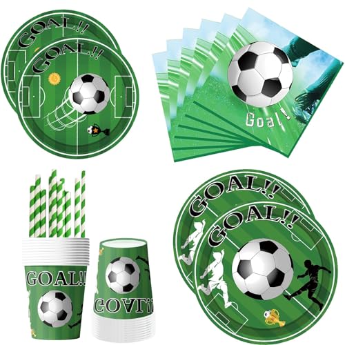 ASSUGO pappteller Fussball fußball deko Geburtstag einwegteller 60pcs, Kindergeburtstag Partygeschirr mit fußball servietten Teller Becher Strohhalme - EM 2024 geburtstagsdeko ASSUGO pappteller Fussball fußball deko Geburtstag einwegteller 60pcs, Kindergeburtstag Partygeschirr mit fußball servietten Teller Becher Strohhalme - EM 2024 geburtstagsdeko von ASSUGO