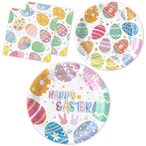 Pappteller Ostern servietten set,40pcs Ostereier tischdeko ostern,Inklusive osterteller pappe, servietten ostern, osterdeko modern Geeignet für Osterfeiern, ostergeschenk Pappteller Ostern servietten set,40pcs Ostereier tischdeko ostern,Inklusive osterteller pappe, servietten ostern, osterdeko modern Geeignet für Osterfeiern, ostergeschenk von ASSUGO