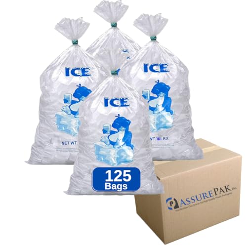 22,7 kg transparente Kunststoff-Eisbeutel – 125 Beutel pro Packung – 45,7 x 91,4 cm Größe – 3,0 mm Dicke – praktische Großpackung für Eisaufbewahrung und mehr von ASSUREPAK