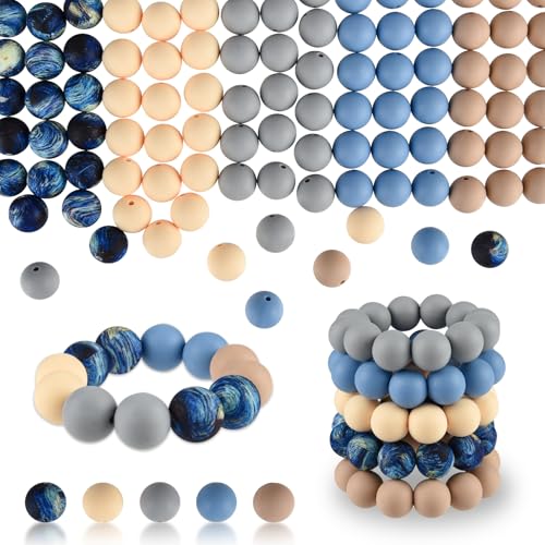 ASTARON 100 Stück 15 mm Silikonperlen für Schlüsselanhänger, Blau-Grau, Rundperlen Perlen für Armbänder, Basteln, Perlenstifte, Dekorationen, Schmuckherstellung, Partyartikel ASTARON 100 Stück 15 mm Silikonperlen für Schlüsselanhänger, Blau-Grau, Rundperlen Perlen für Armbänder, Basteln, Perlenstifte, Dekorationen, Schmuckherstellung, Partyartikel von ASTARON