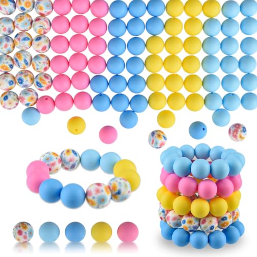 ASTARON 100 Stück 15 mm Silikonperlen für Schlüsselanhänger, Gelb, Rosa, Blau, Rundperlen für Armbänder, Basteln, Perlenstifte, Dekorationen, Schmuckherstellung, Partyartikel ASTARON 100 Stück 15 mm Silikonperlen für Schlüsselanhänger, Gelb, Rosa, Blau, Rundperlen für Armbänder, Basteln, Perlenstifte, Dekorationen, Schmuckherstellung, Partyartikel von ASTARON