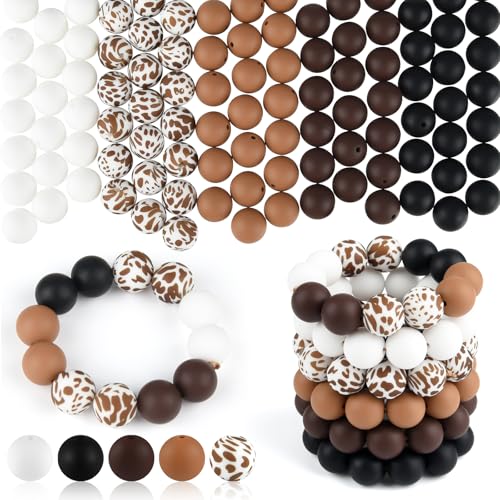 ASTARON 100 Stück 15 mm Silikonperlen für Schlüsselanhänger, Kuhbraun, Weiß, Rundperlen, Großpackung für Armbänder, Basteln, Perlenstifte, Dekorationen, Schmuckherstellung ASTARON 100 Stück 15 mm Silikonperlen für Schlüsselanhänger, Kuhbraun, Weiß, Rundperlen, Großpackung für Armbänder, Basteln, Perlenstifte, Dekorationen, Schmuckherstellung von ASTARON