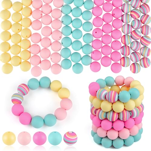 ASTARON 100 Stück 15 mm Silikonperlen für Schlüsselanhänger, Regenbogen, Rundperlen, Großpackung für Armbänder, Basteln, Perlenstifte, Dekorationen, Schmuckherstellung ASTARON 100 Stück 15 mm Silikonperlen für Schlüsselanhänger, Regenbogen, Rundperlen, Großpackung für Armbänder, Basteln, Perlenstifte, Dekorationen, Schmuckherstellung von ASTARON
