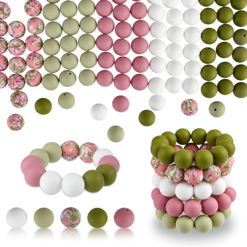ASTARON 100 Stück 15 mm Silikonperlen für Schlüsselanhänger, Rosa, Grün, Weiß, Rundperlen für Armbänder, Basteln, Perlenstifte, Dekorationen, Schmuckherstellung, Partyartikel ASTARON 100 Stück 15 mm Silikonperlen für Schlüsselanhänger, Rosa, Grün, Weiß, Rundperlen für Armbänder, Basteln, Perlenstifte, Dekorationen, Schmuckherstellung, Partyartikel von ASTARON