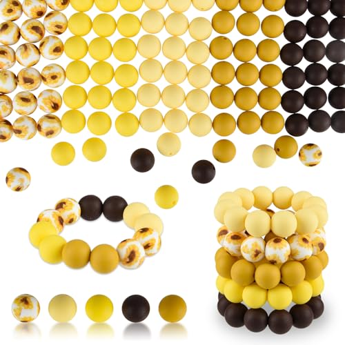 ASTARON 100 Stück 15 mm Silikonperlen für Schlüsselanhänger, braun-gelb, rund, Perlen für Armbänder, Basteln, Perlenstifte, Dekorationen, Schmuckherstellung, Partyartikel ASTARON 100 Stück 15 mm Silikonperlen für Schlüsselanhänger, braun-gelb, rund, Perlen für Armbänder, Basteln, Perlenstifte, Dekorationen, Schmuckherstellung, Partyartikel von ASTARON