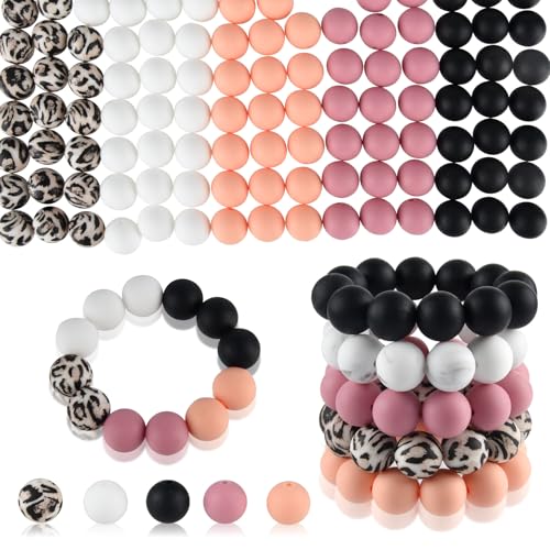 ASTARON 100 Stück 15 mm Silikonperlen zur Herstellung von Schlüsselanhängern, pfirsichrosa, schwarz, Leopardenmuster, runde Perlen für Armbänder, Stifte, Basteln, Schmuckherstellung ASTARON 100 Stück 15 mm Silikonperlen zur Herstellung von Schlüsselanhängern, pfirsichrosa, schwarz, Leopardenmuster, runde Perlen für Armbänder, Stifte, Basteln, Schmuckherstellung von ASTARON