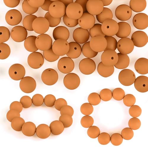 ASTARON 100 Stück 15 mm Silikonperlen zur Schlüsselanhängerherstellung, ockergelbe runde Gummiperlen für Armbänder, Bastelarbeiten, Perlenstifte, Dekorationen, Schmuckherstellungszubehör ASTARON 100 Stück 15 mm Silikonperlen zur Schlüsselanhängerherstellung, ockergelbe runde Gummiperlen für Armbänder, Bastelarbeiten, Perlenstifte, Dekorationen, Schmuckherstellungszubehör von ASTARON