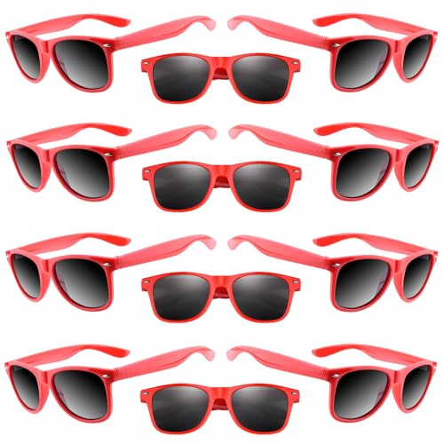ASTARON 12 Stück Party Sonnenbrille Rot, Neon Sonnenbrille Vintage Sonnenbrillen Set Retro Lustige Party Brille für Strand Hochzeit Party Pool Party Supplies von ASTARON
