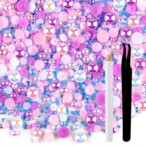 ASTARON 50 g Mix-Strasssteine mit flacher Rückseite, Halbperlen zum Basteln, gemischte Größe 3 mm–10 mm, Strasssteine mit flacher Rückseite für Becher, Tassen, Nagelkunst, Schuhe (Rosa-Lila-Serie) ASTARON 50 g Mix-Strasssteine mit flacher Rückseite, Halbperlen zum Basteln, gemischte Größe 3 mm–10 mm, Strasssteine mit flacher Rückseite für Becher, Tassen, Nagelkunst, Schuhe (Rosa-Lila-Serie) von ASTARON