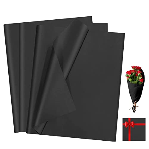 ASTARON 60 Blatt schwarzes Seidenpapier zum Verpacken, 50 x 35 cm, Geschenkpapier, Blumenstrauß, Kraftpapier für Geburtstagsfeiern, Feiertage, Hochzeiten, Basteln, Dekoration, 3 Farboptionen von ASTARON