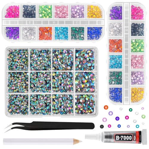 ASTARON Bunte Harz Strasssteine zum Basteln, 2mm-6mm Gemischte Flatback Edelsteine Gems Jelly AB Bedazzling Diamanten mit Kleber für Bastelarbeiten, Nägel, Becher, Tassen Dekoration ASTARON Bunte Harz Strasssteine zum Basteln, 2mm-6mm Gemischte Flatback Edelsteine Gems Jelly AB Bedazzling Diamanten mit Kleber für Bastelarbeiten, Nägel, Becher, Tassen Dekoration von ASTARON