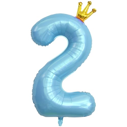 ASTARON Luftballon 2, Zahl 2 Ballon 40 Zoll Zahlenballon für Geburtstag Party Dekorationen, Blau 2nd Birthday Ballons mit Krone für Jungen Geburtstag Dekoration Jahrestag Dekorationen ASTARON Luftballon 2, Zahl 2 Ballon 40 Zoll Zahlenballon für Geburtstag Party Dekorationen, Blau 2nd Birthday Ballons mit Krone für Jungen Geburtstag Dekoration Jahrestag Dekorationen von ASTARON