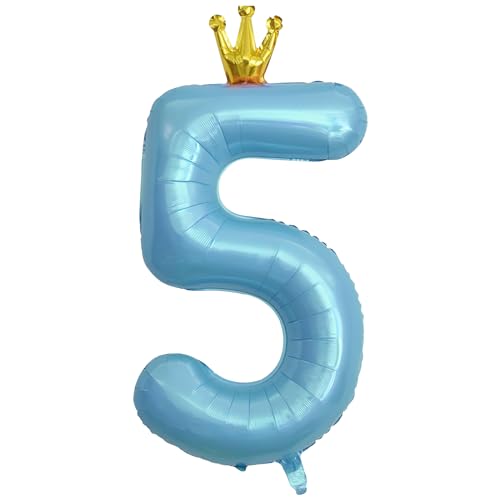 ASTARON Luftballon 5, Zahl 5 Ballon 40 Zoll Zahlenballon für Geburtstag Party Dekorationen, Blau 5. Geburtstag Ballons mit Krone für Jungen Geburtstag Dekorationen Jahrestag Dekorationen ASTARON Luftballon 5, Zahl 5 Ballon 40 Zoll Zahlenballon für Geburtstag Party Dekorationen, Blau 5. Geburtstag Ballons mit Krone für Jungen Geburtstag Dekorationen Jahrestag Dekorationen von ASTARON