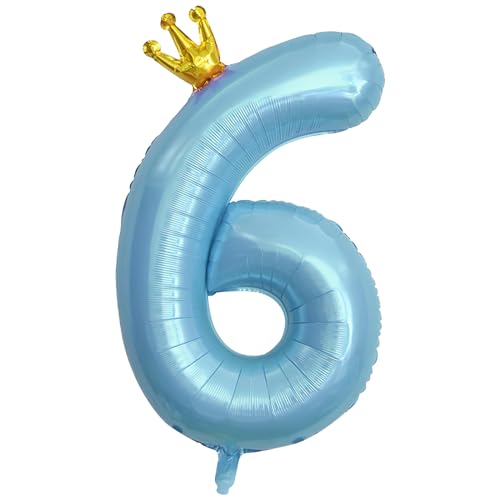 ASTARON Luftballon 6, Zahl 6 Ballon 40 Zoll Zahlenballon für Geburtstag Party Dekorationen, blau 6. Geburtstag Ballons mit Krone für Jungen Geburtstag Dekorationen Jahrestag Dekorationen ASTARON Luftballon 6, Zahl 6 Ballon 40 Zoll Zahlenballon für Geburtstag Party Dekorationen, blau 6. Geburtstag Ballons mit Krone für Jungen Geburtstag Dekorationen Jahrestag Dekorationen von ASTARON