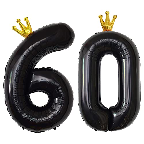 ASTARON Nummer 60 Luftballons 40 Zoll Zahlenballons für Dekorationen für Geburtstagspartys, große Folienballon mit Krone Zahlenluftballons für 60. Geburtstagsparty-Dekorationen für Frauen von ASTARON