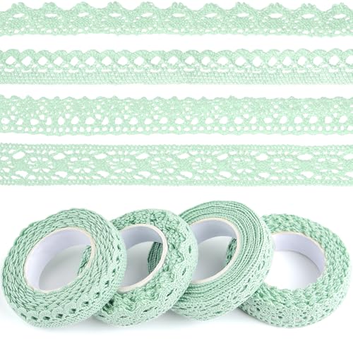 ASTARON Vintage Spitzenband Grün, selbstklebendes Dekoband, Spitzenbordürenband, für Bastelarbeiten, Hochzeitsdekoration, Scrapbooking, Geschenkboxen von ASTARON