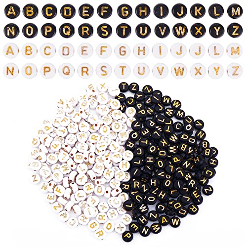 1000 Stück A bis Z Buchstabenperlen zum Auffädeln, Acryl Rund Alphabet Buchstaben Spacer Perlen, 7x3.5mm Mini Alphabet Perlen für Armband Schmuck DIY Basteln, Weiß und Schwarz 1000 Stück A bis Z Buchstabenperlen zum Auffädeln, Acryl Rund Alphabet Buchstaben Spacer Perlen, 7x3.5mm Mini Alphabet Perlen für Armband Schmuck DIY Basteln, Weiß und Schwarz von ASTER