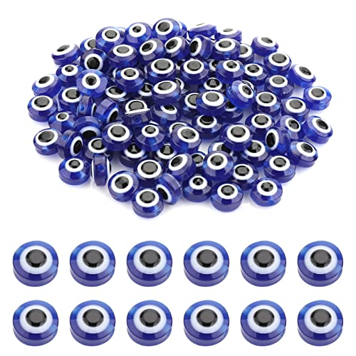 200 Stück Evil Eye Perlen 8 mm Blaue Böse Augen, Flache Runde Böser Blick Spacer Perlen Beads Anhänger, Augapfel Perlen Charms für DIY Handwerk Armbänder Schmuck von ASTER