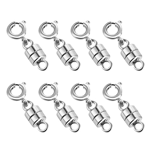 8 Stück Magnet Schmuck Verschlüsse, Magnetverschluss Magnetische Karabinerverschluss Kettenverschluss Schmuckverschluss Ketten für DIY Halskette Armband Machen Ketten (Silber) von ASTER