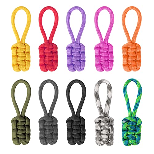 ASTER 10 Stück Zipper Pulls,Reißverschluss Zieht Universal Nylon Seil Handgewebte Zugschnur Reißverschluss-Kopf Ersatz Zip Fixer Reparatur Zip Pull Tags für Kleidung, Taschen(Assortierte Farben) von ASTER