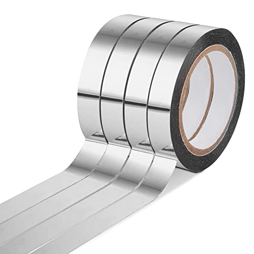 ASTER 4 Rollen Fliesennahtband Washi Tape Set, Craft dekorative Klebeband, 10 mm x 20 m Selbstklebendes Metallisiertes Spiegelband für Fliesennahtabdeckung Detaillierung Akzentwand, Silber von ASTER