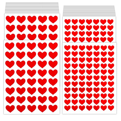 Aster 1170 Stück Herz Aufkleber, Selbstklebend Rote Herzen Sticker, Herzform Etiketten für Valentinstag Ostern Hochzeit Gästebuch Geschenkbeutel DIY Handwerk Umschlagsiegel Dekoration, Rot von ASTER