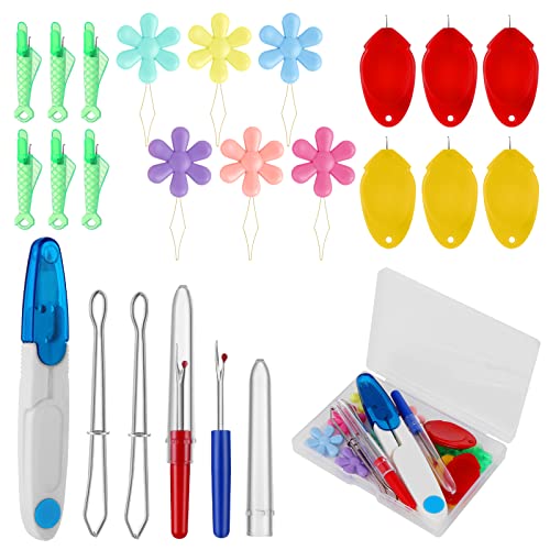 Aster 24 Nadeleinfädler Set, Perlen Einfädler Werkzeug Einschließlich Kordeleinfädler Nahttrenner Elastische Clips mit Scheren, Einfache für DIY Näharbeiten Bastel, ASTER-533781_1 von ASTER