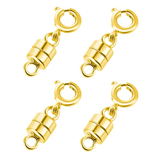 ASTER 4 Stück Magnet Schmuck Magnetische Verschlüsse Ketten, Magnetverschluss Schmuckverschluss Kettenverschluss, Gold Karabinerverschluss für DIY Armband Halskette Schmuck von ASTER