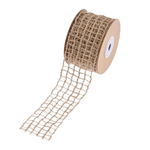 Juteband, 5 cm x 9 m, natürliches Jute-Netzgewebe, Stoffband für Geschenkverpackungen, Baumschleife, Kranz, Basteln, Hochzeit, Party, Dekorationen von ASTRQLE