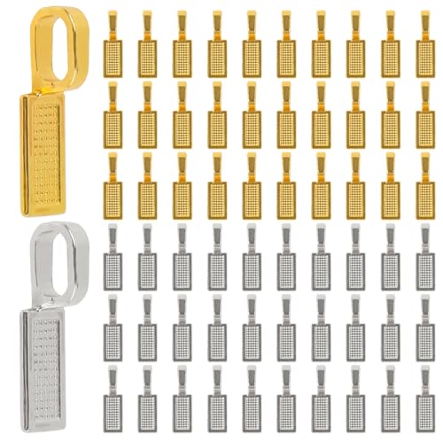 ASUNFO 100 Stück flache Bügelbügel zum Aufkleben für Anhänger, rechteckige Quetschbügelverbinder, Schmuckbasis, leere Einstellungen für Schmuckherstellung, 26 x 7 mm von ASUNFO
