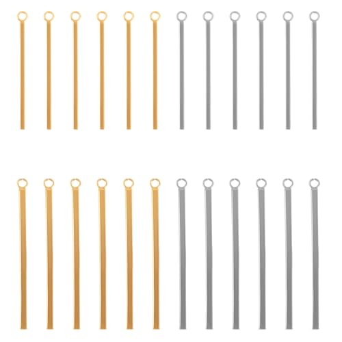ASUNFO 24 Stück Edelstahl lange Stab Charms Vertikale Charms Stempeln Rechteck Bar Charms Anhänger Tags für Schmuckherstellung Halskette Ohrringe Gold & Silber von ASUNFO