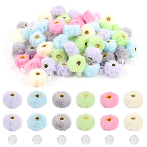 ASUNFO 240 Stück flauschige Perlen, flauschige Pompons, Plüschkugeln mit transparenten Abstandshaltern für DIY-Schlüsselanhänger, Schmuckherstellung ASUNFO 240 Stück flauschige Perlen, flauschige Pompons, Plüschkugeln mit transparenten Abstandshaltern für DIY-Schlüsselanhänger, Schmuckherstellung von ASUNFO