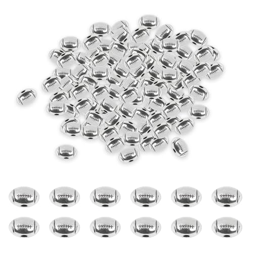 ASUNFO Fußballperlen, Sportperlen, Legierung, Fußballperlen für Schmuckherstellung, Armband, 13 mm, 100 Stück von ASUNFO