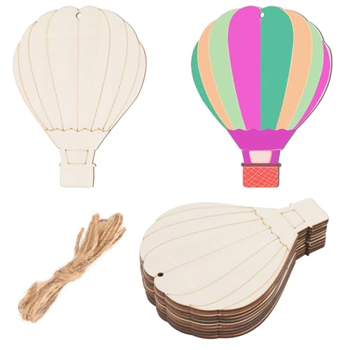 ASUNFO Heißluftballon-Holzanhänger, blanko, unlackiert, Ornament, Ausschnitte, Form für Bastelarbeiten, Kunstprojekte, 20 Stück ASUNFO Heißluftballon-Holzanhänger, blanko, unlackiert, Ornament, Ausschnitte, Form für Bastelarbeiten, Kunstprojekte, 20 Stück von ASUNFO