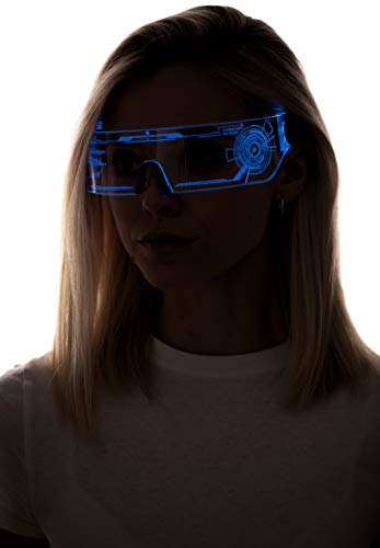 ASVP Shop Cyberpunk Sonnenbrille mit LED-Beleuchtung, perfekt für Cosplay und Festivals, Cybergoth (Blau) von ASVP Shop