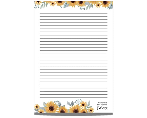 JW Briefpapier A4 Block Schreibpapier liniert Geschenk Notizblock Schreibbogen (Sonnenblumen) von ASVP Shop