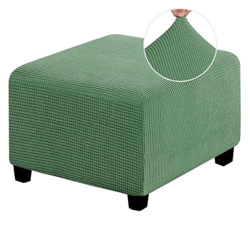 ASYBFLI Stretch-Fußhockerbezug, Rutschfester Pouf-Sofabezug, Dicker Karierter Jacquardstoff mit elastischer Unterseite, Ottoman-Schonbezüge,(Gray Green,M) von ASYBFLI