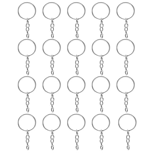 ASYKNM 20 Stück 25mm Schlüsselring mit Spaltringe für Schlüssel Handwerk DIY, Schmuckherstellung, Kette schlüsselanhänger schlüsselringe Rostfreies Metall Silber Keyring Chain SprungRing von ASYKNM