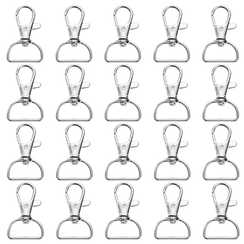 ASYKNM 20 Stück Schlüsselring Verschluss, Karabinerhaken D-Ringe, Metall Schlüsselanhänger, 360° Schwenkbar, für Bastelarbeiten, Rucksäcke und Handtaschen, DIY Design (Silber) von ASYKNM