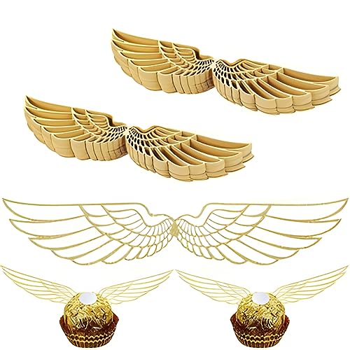 ASYKNM 40 goldene Flügel-Cupcake-Topper mit Glitzereffekt - perfekt für Zauberer- und Mottopartys sowie Geburtstage, Hochzeiten und Abschlussbälle. von ASYKNM
