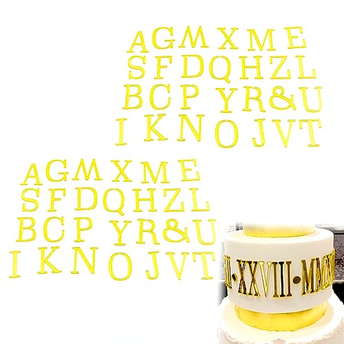 ASYKNM 54-teilige goldene Buchstaben-Deko für Torte aus Acryl - 2 Sets von A-Z - Großbuchstaben als Tortenaufsatz für Hochzeit, Jubiläum, Geburtstag und Partyfeier. von ASYKNM
