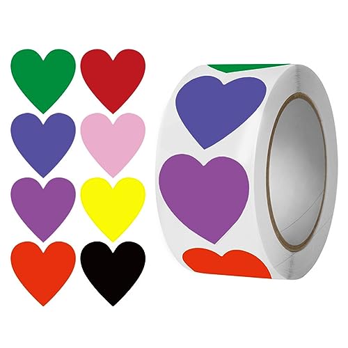 ASYKNM 8 Farben Selbstklebende Herzform Etiketten Rolle 25mm klein Farbcodierung Heart Sticker für Hochzeiten Scrapbooking Geschenke 500 Stück von ASYKNM